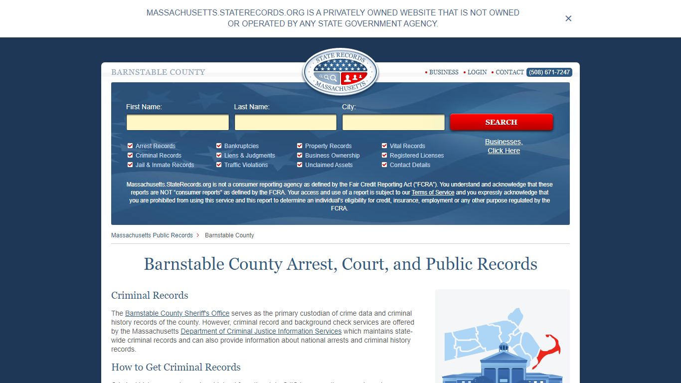 Barnstable County Arrest, Court, and Public Records